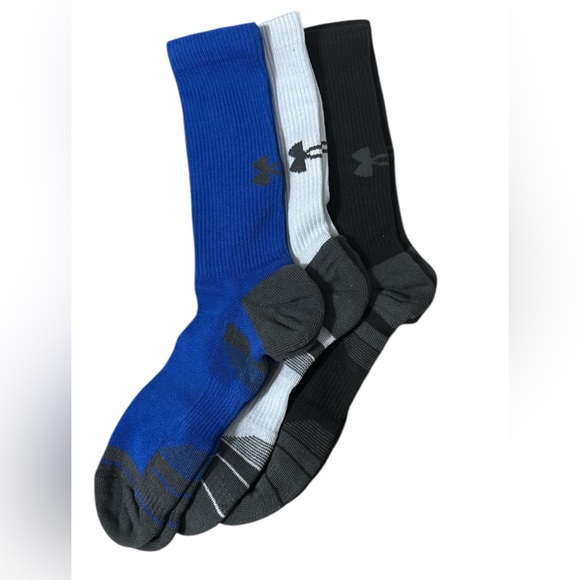Under Armour Athletic Socks Blue and White Performance Comfort Size Large NWOT - Picture 1 of 4